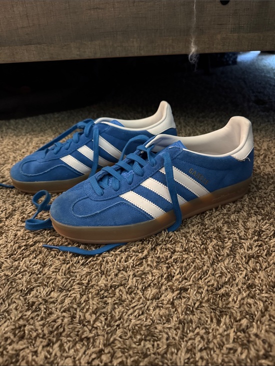 adidas Other - adidas low top Blue Suede Sneakers with White Stripes